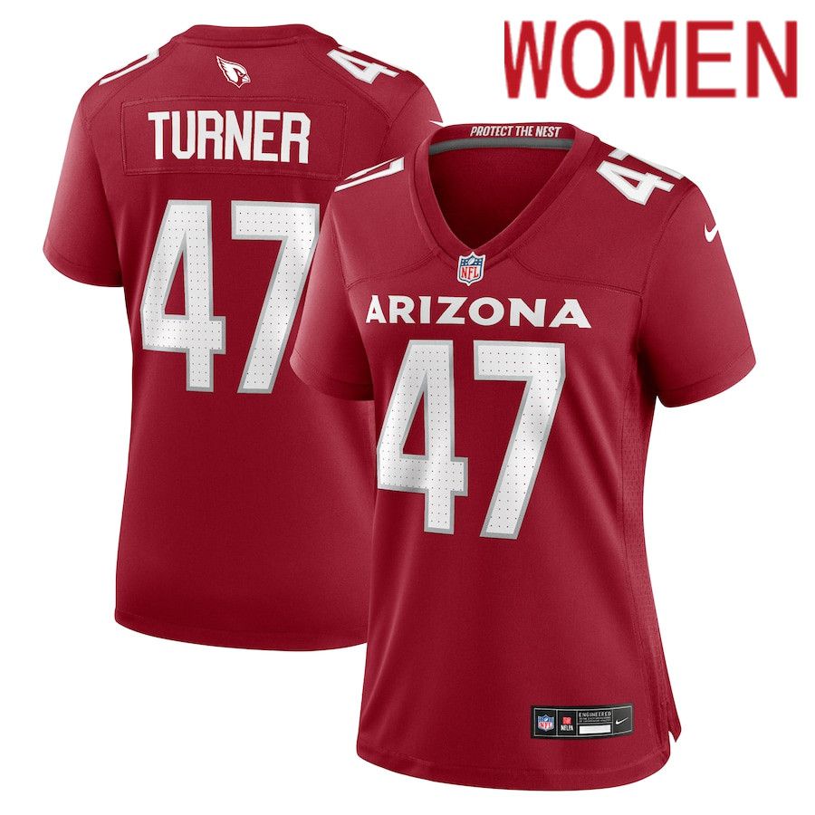 Women Arizona Cardinals #47 Ezekiel Turner Nike Cardinal Team Game NFL Jersey